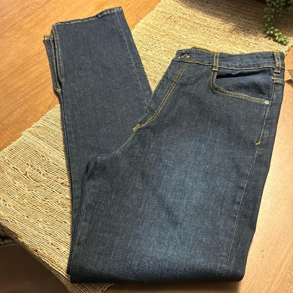 Anthropologie Pilcro Dark Wash Flare Denim Jeans with Slits - Picture 2 of 8
